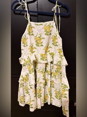 Belize Dress from Cousin The Label Tiered Sundress Yellow Green Print XS $240